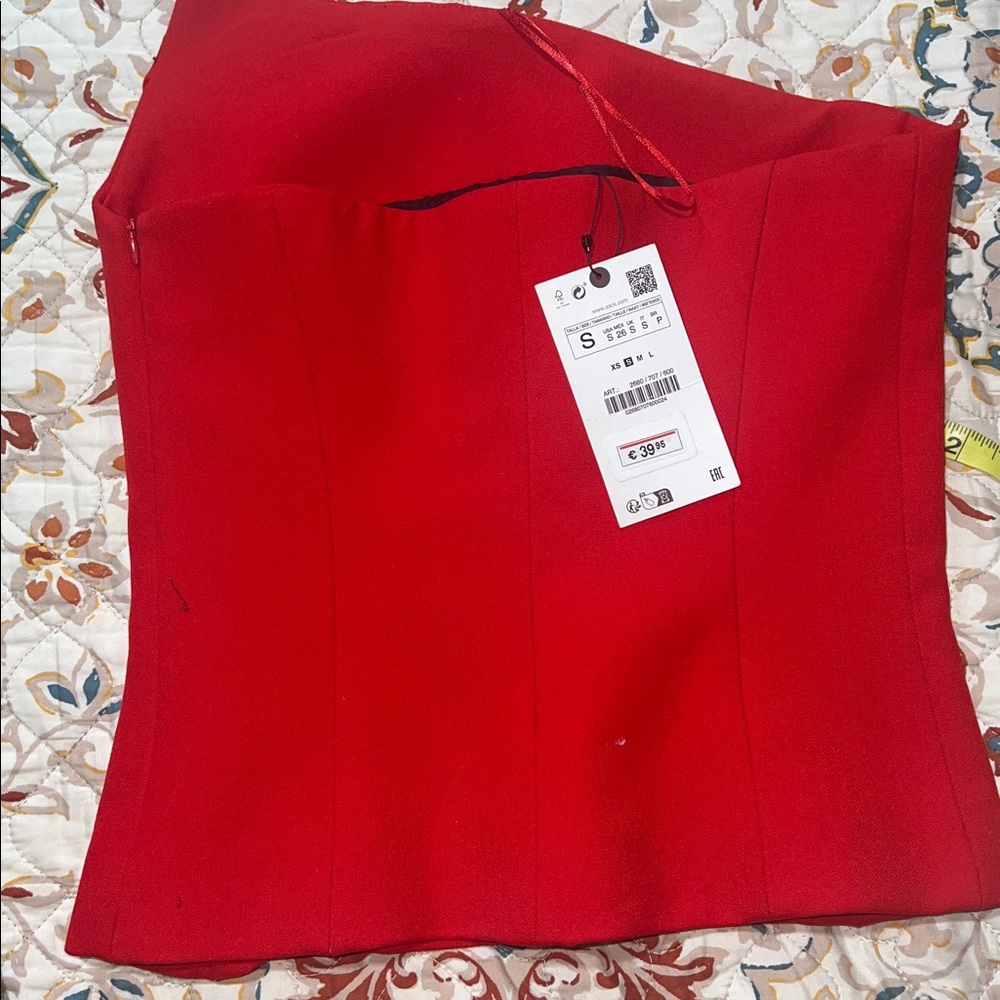 Zara Red Asymmetric One-Shoulder Top - Picture 9 of 10